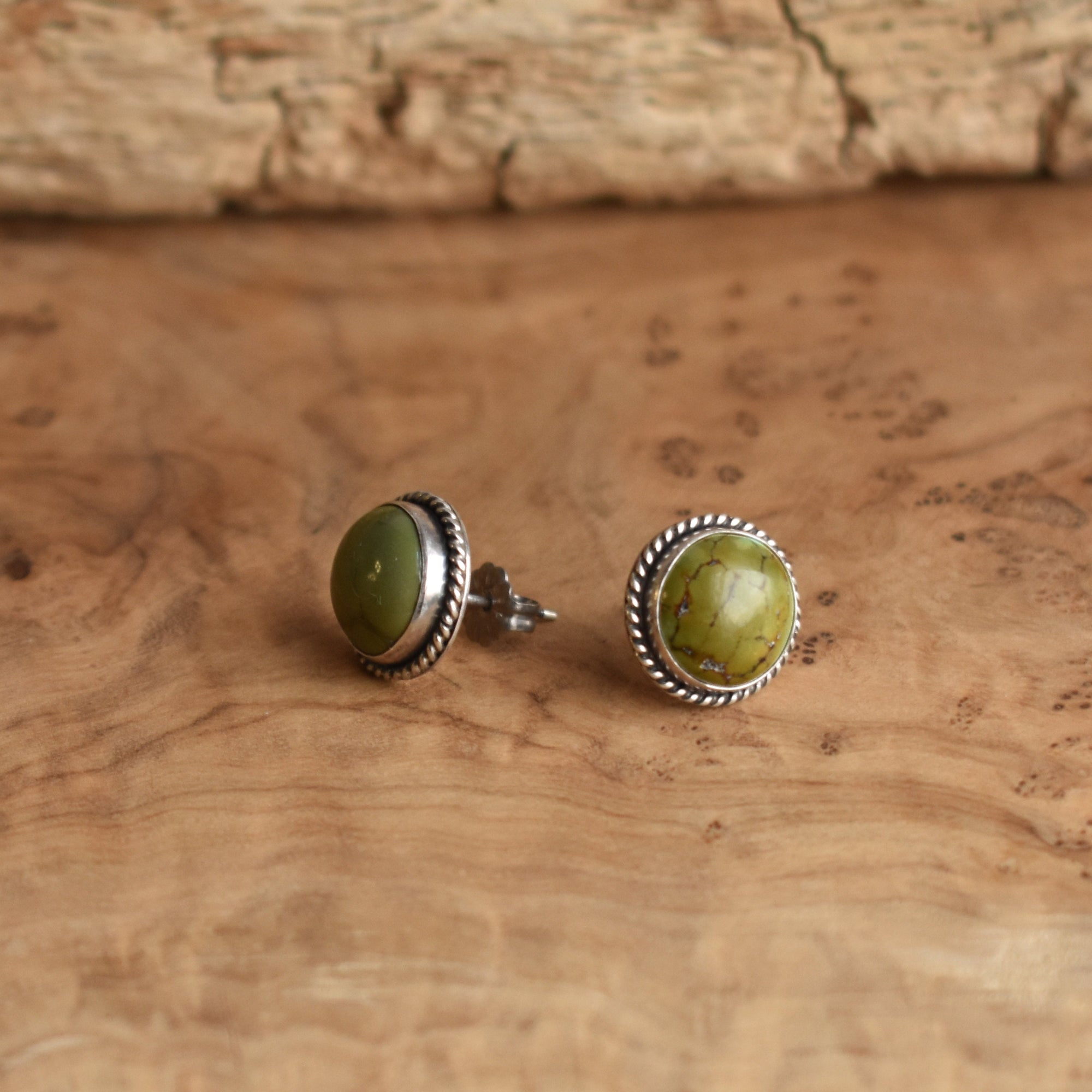 Traditional Turquoise Posts - American Turquoise Earrings - Turquoise Studs - Silversmith