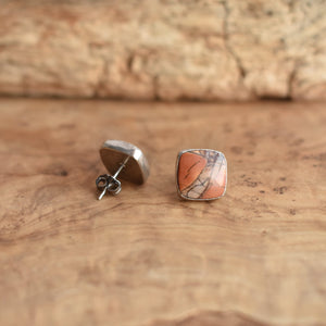 Red Creek Jasper Posts - .925 Sterling Silver Earrings - Jasper Earrings - Silversmith - OOAK