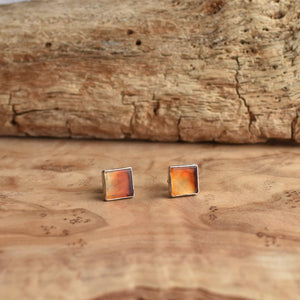 Carnelian Posts - Orange Carnelian Studs - Western Silver Posts - Silversmith Posts