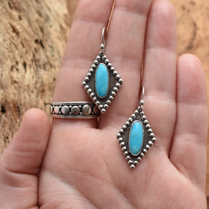Turquoise Earrings - .925 Sterling Silver - Beaded Turquoise Earrings - Silversmith Earrings