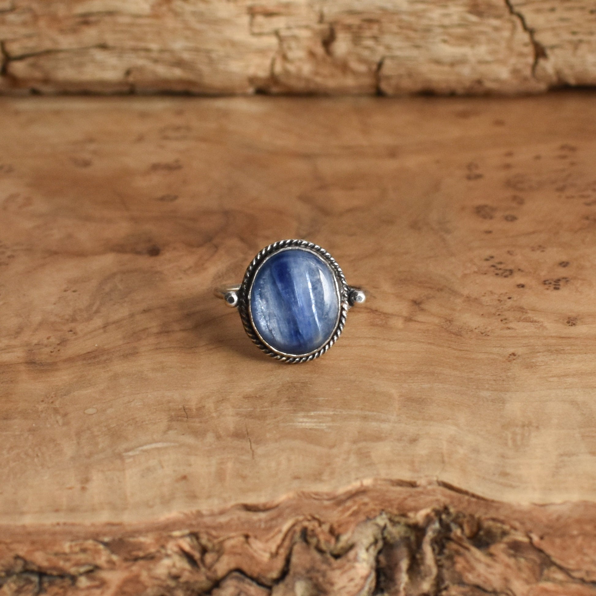 Blue Kyanite Delica Ring - Sterling Silver Ring - Size 5