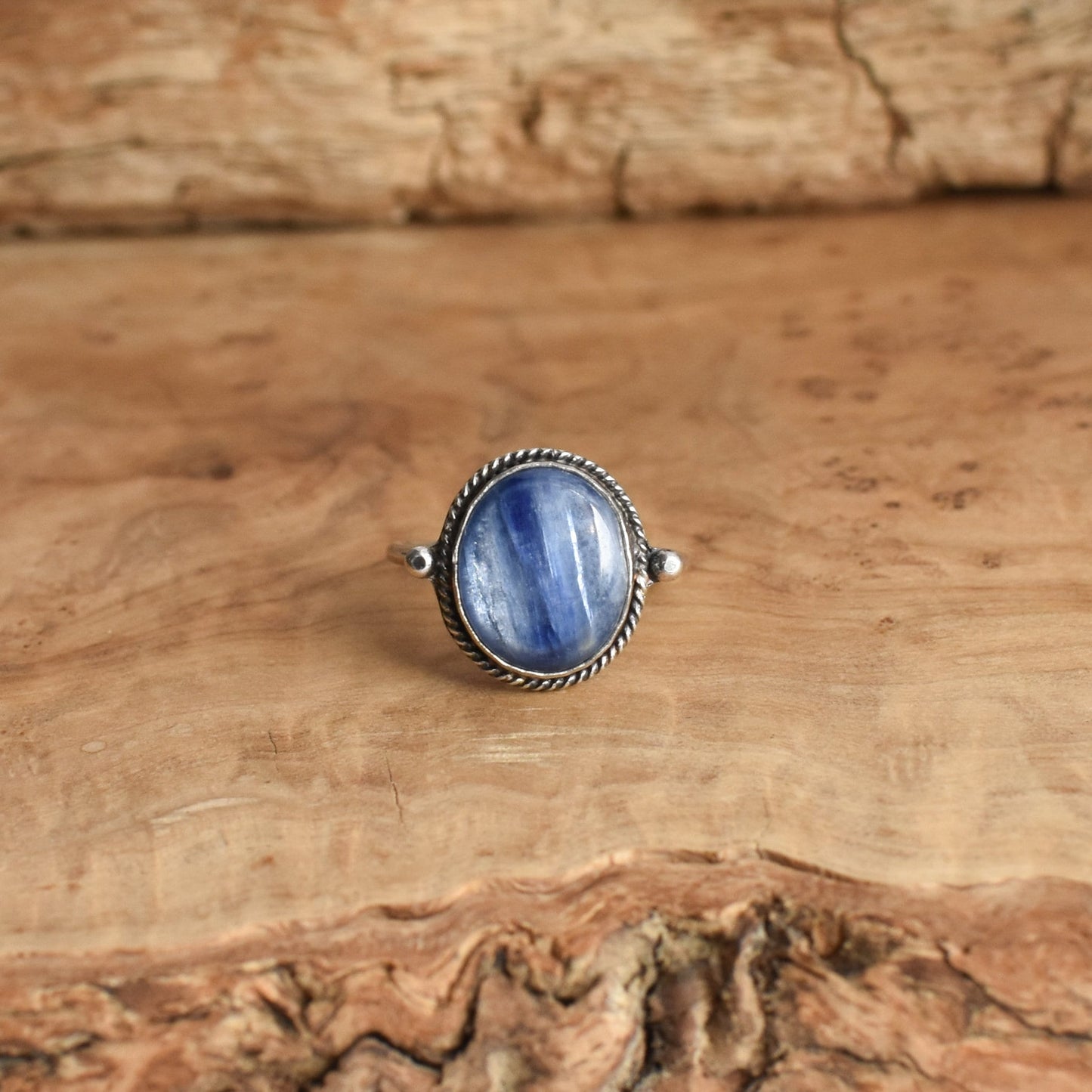 Blue Kyanite Delica Ring - Sterling Silver Ring - Size 5