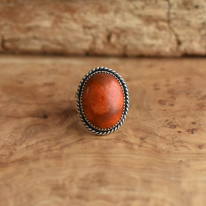 Boho Red Sponge Coral Ring - Silversmith Ring - Boho Red Coral Ring