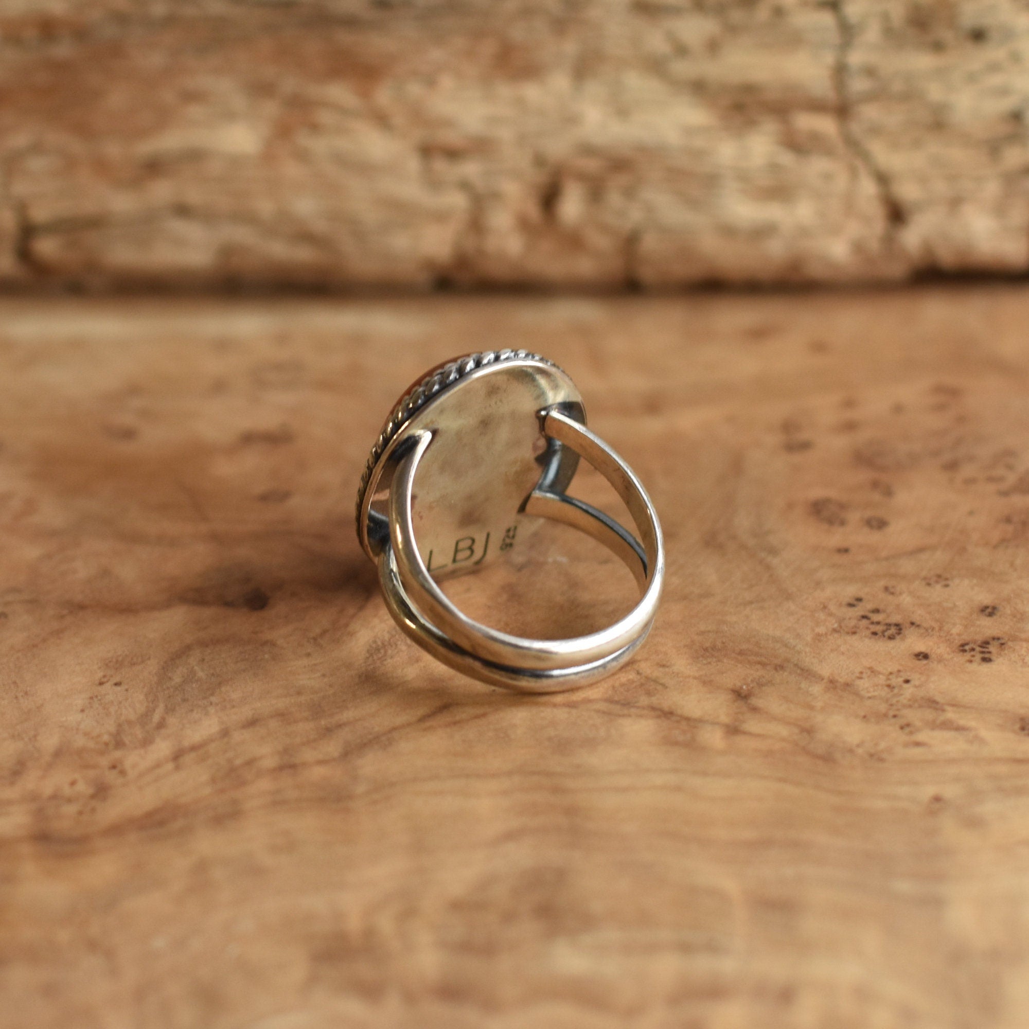 Red Sponge Coral Boho Ring - Silversmith Ring - Boho Red Coral Ring