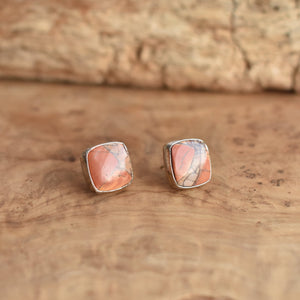 Red Creek Jasper Posts - .925 Sterling Silver Earrings - Jasper Earrings - Silversmith - OOAK