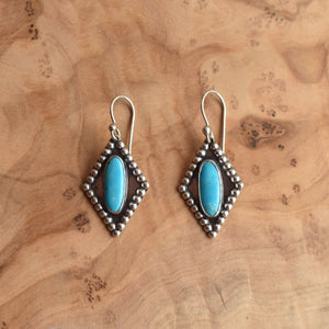 Turquoise Earrings - .925 Sterling Silver - Beaded Turquoise Earrings - Silversmith Earrings