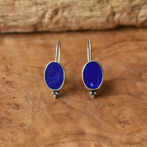 Lapis Piper Earrings - Lapis Lazuli Earrings - .925 Sterling Silver - Lapis Drop Earrings - Silversmith