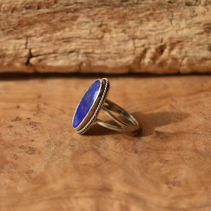 Lapis Lazuli Boho Ring - Blue Lapis Ring - choose size 8 1/2, 9 or 10