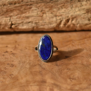 Lapis Lazuli Boho Ring - Blue Lapis Ring - choose size 8 1/2, 9 or 10