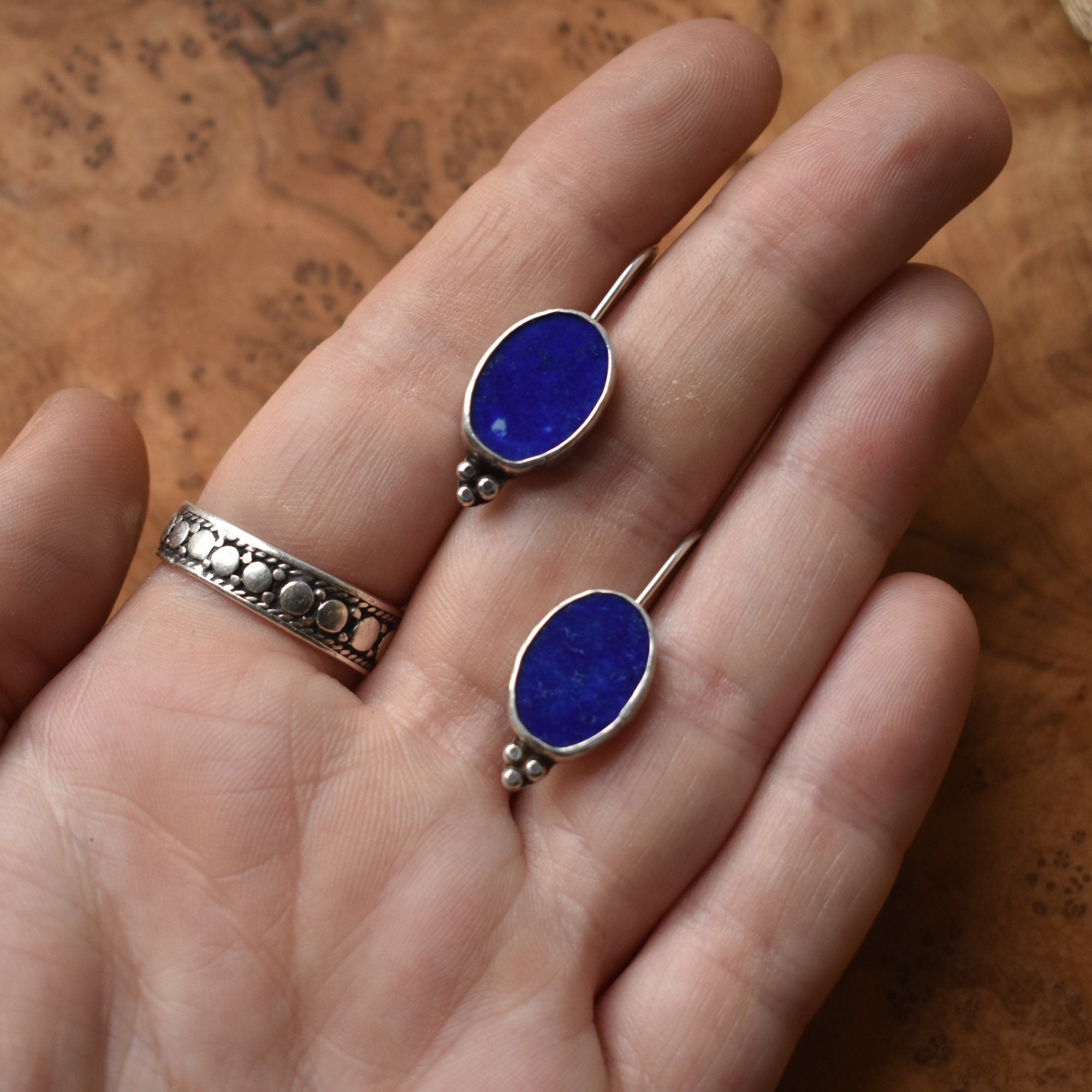 Lapis Piper Earrings - Lapis Lazuli Earrings - .925 Sterling Silver - Lapis Drop Earrings - Silversmith