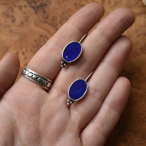 Lapis Piper Earrings - Lapis Lazuli Earrings - .925 Sterling Silver - Lapis Drop Earrings - Silversmith