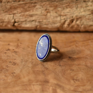 Sterling Silver Lapis Lazuli Boho Ring – Statement Gemstone Jewelry