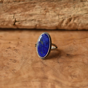 Sterling Silver Lapis Lazuli Boho Ring – Statement Gemstone Jewelry