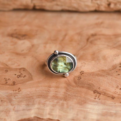 Labradorite Rose Cut Orbits Ring | Sterling Silver