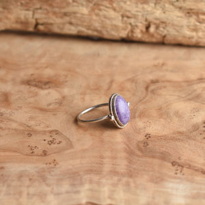 Russian Charoite Delica Ring - Purple Charoite Ring - Unique Charoite Ring - Dainty Purple Ring