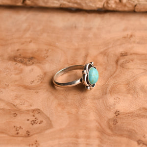 Turquoise Ring - Sterling Silver Ring - Flower Turquoise Ring - LBJ Clover Ring