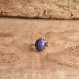 Russian Charoite Delica Ring - Purple Charoite Ring - Unique Charoite Ring - Dainty Purple Ring