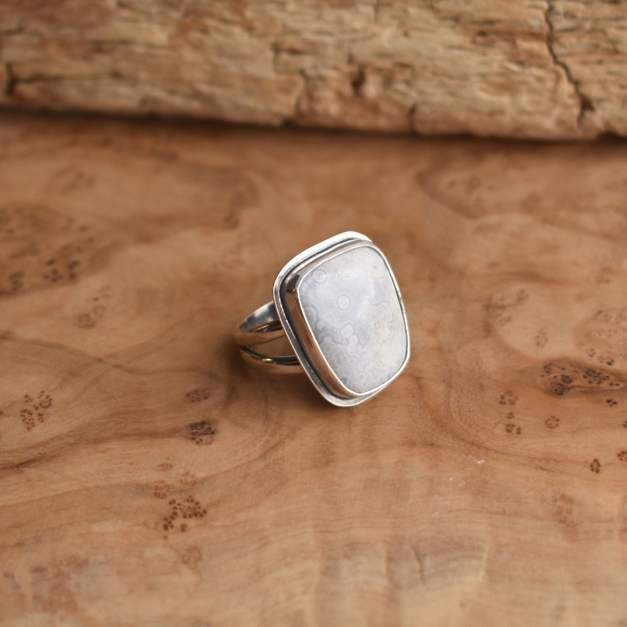 Luna Agate Ring - Sterling Silver - Choose Your Stone