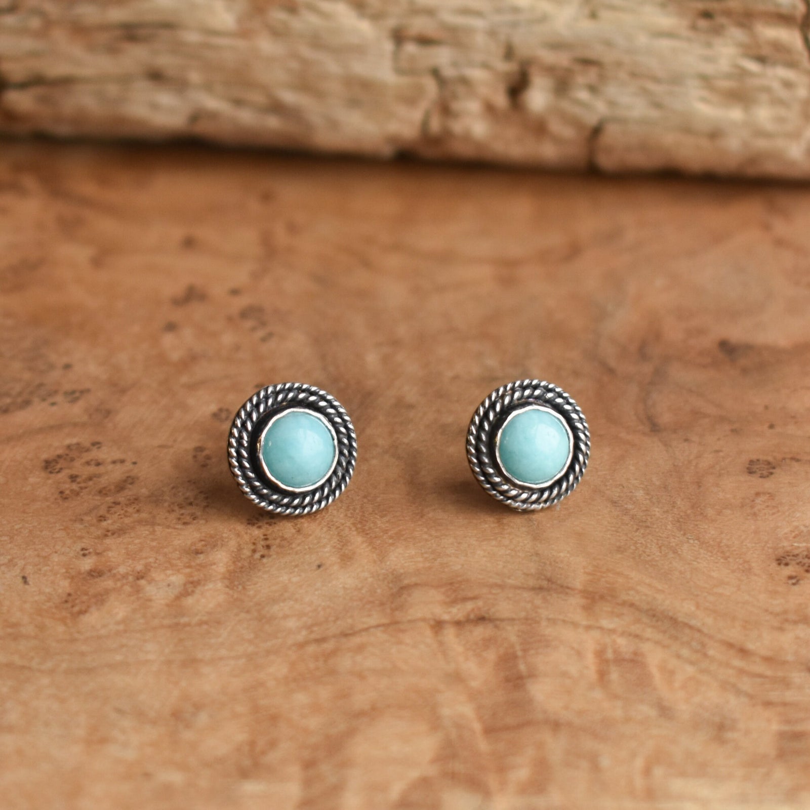 Amazonite Studs - Western Amazonite Posts - Amazonite Earrings - Silversmith Earrings