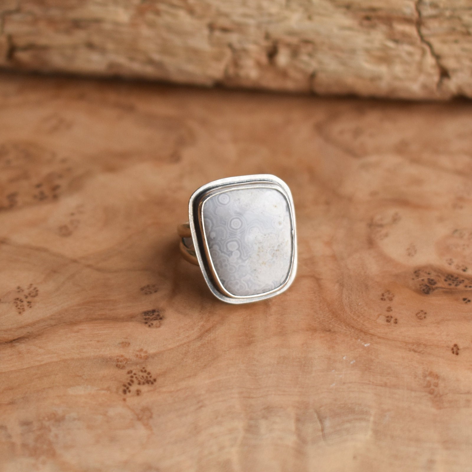 Luna Agate Ring - Sterling Silver - Choose Your Stone