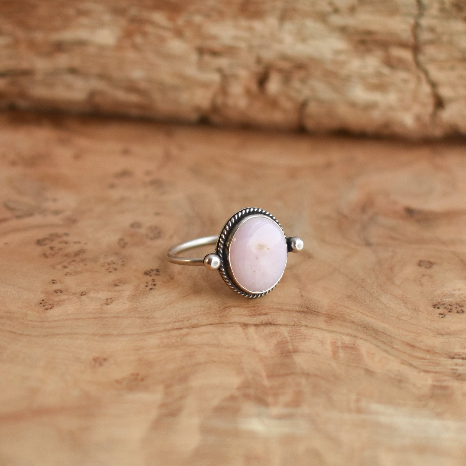 Pink Opal Delica Ring - Silversmith Ring - Feminine Jewelry