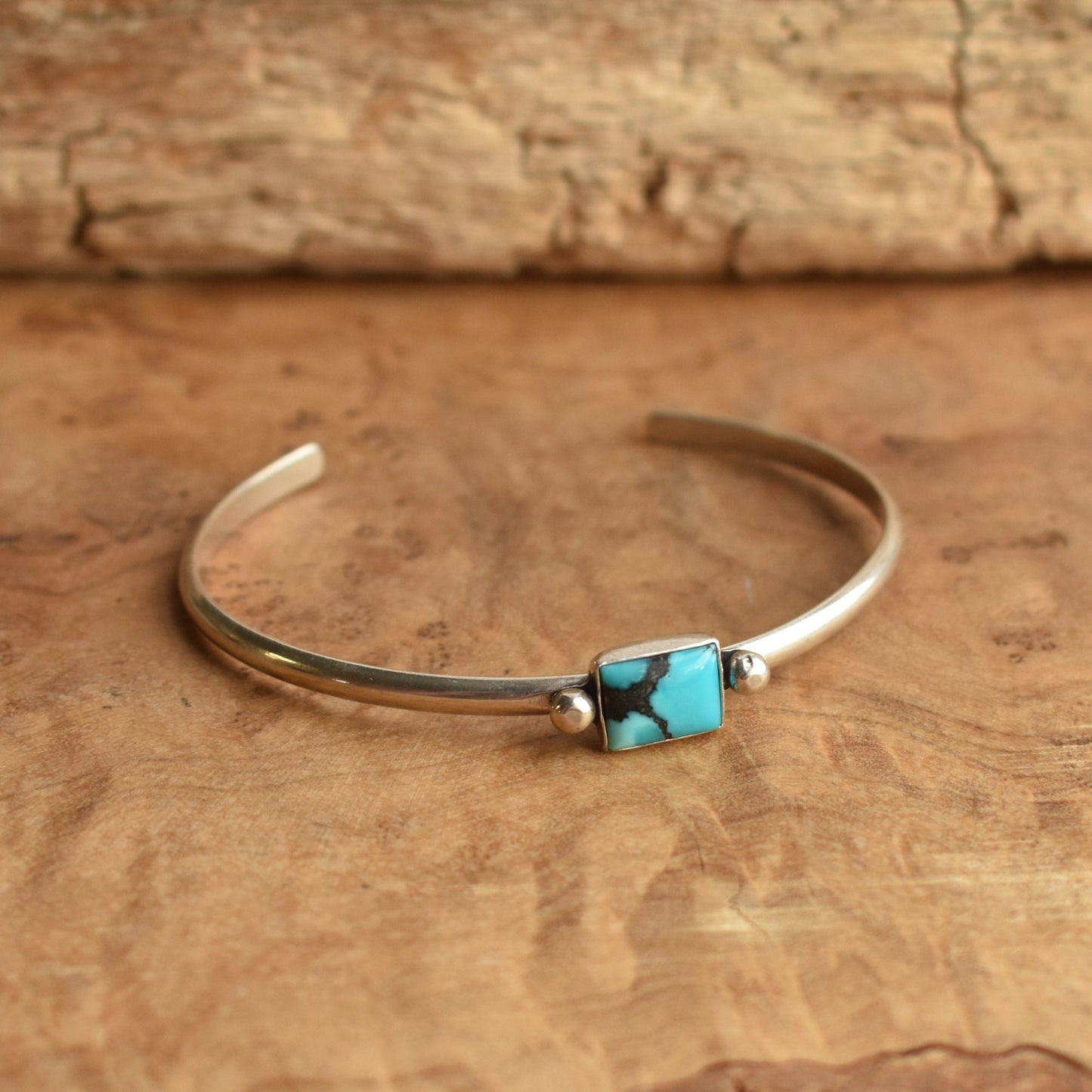Turquoise Cuff Bracelet – Sterling Silver, AA Turquoise Stone, Handmade Bangle
