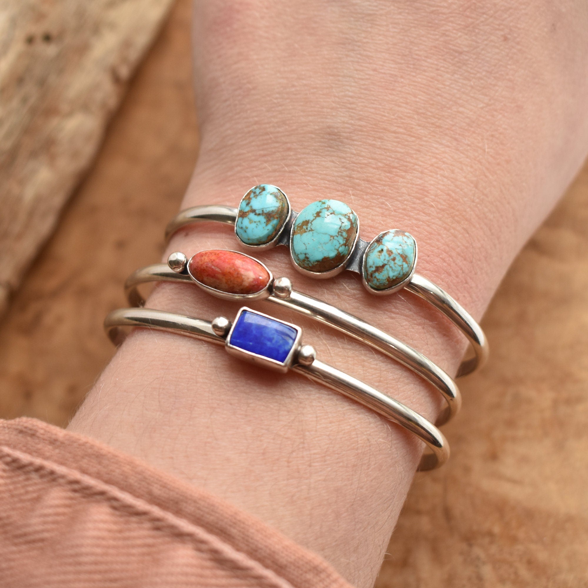 Lapis Lazuli Cuff Bracelet - Lapis Bracelet - Lapis Lazuli Bangle - .925 Sterling Silver