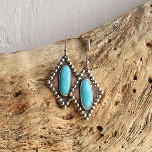Turquoise Earrings - .925 Sterling Silver - Beaded Turquoise Earrings - Silversmith Earrings