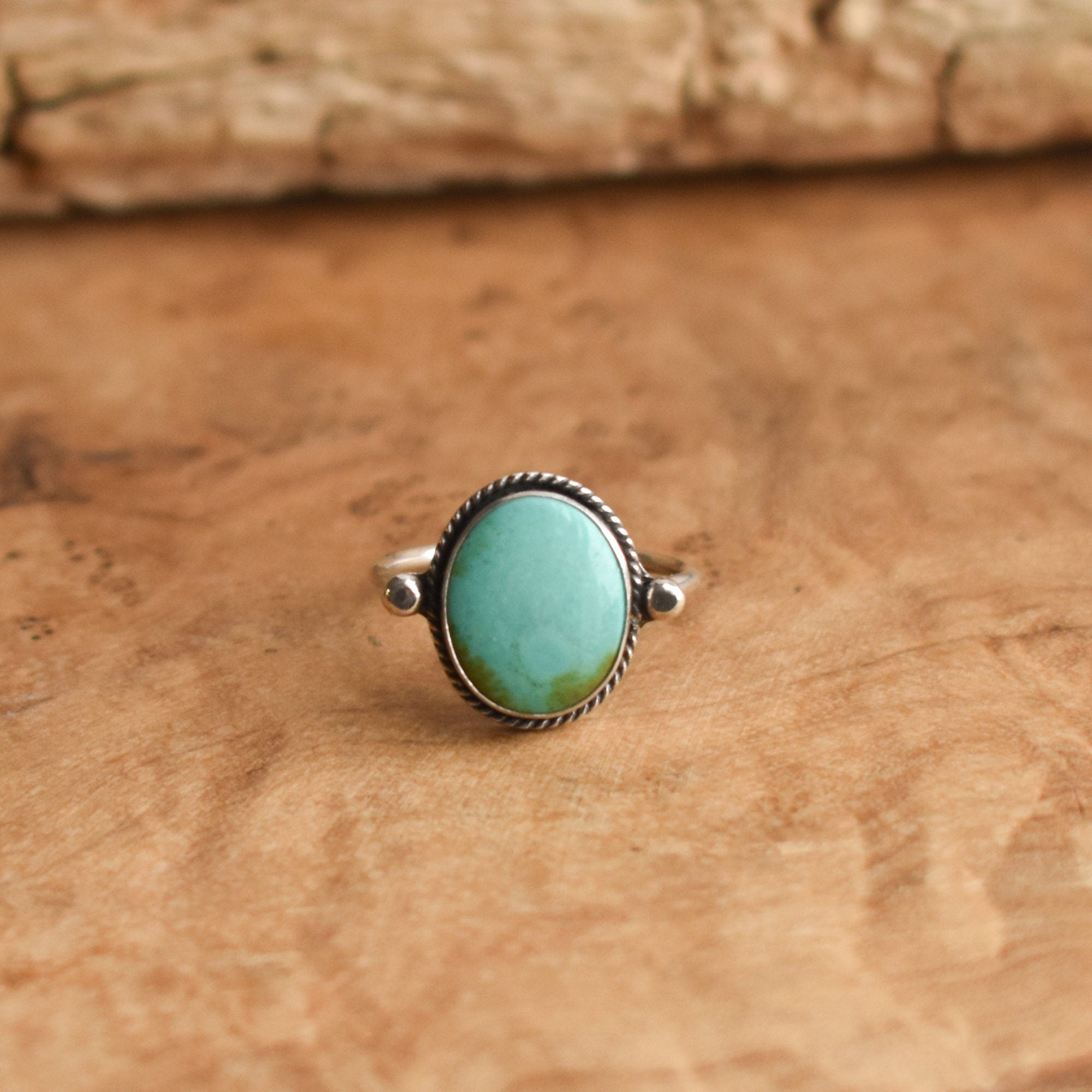 Natural Turquoise Delica Ring -Sterling Silver - Choose Your Stone