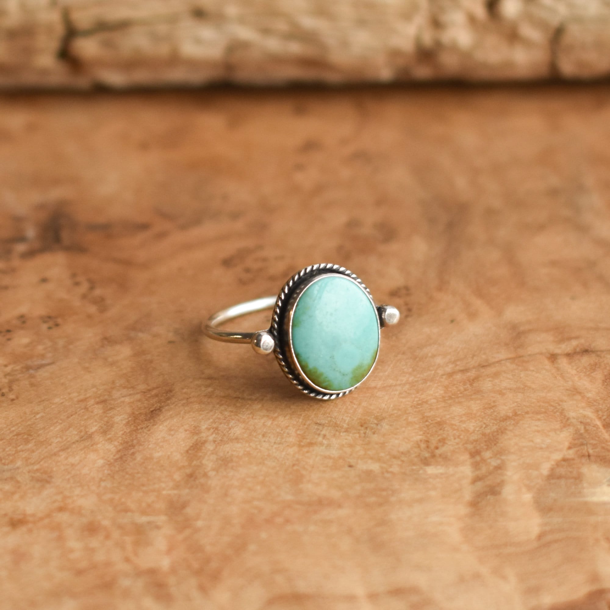 Natural Turquoise Delica Ring -Sterling Silver - Choose Your Stone