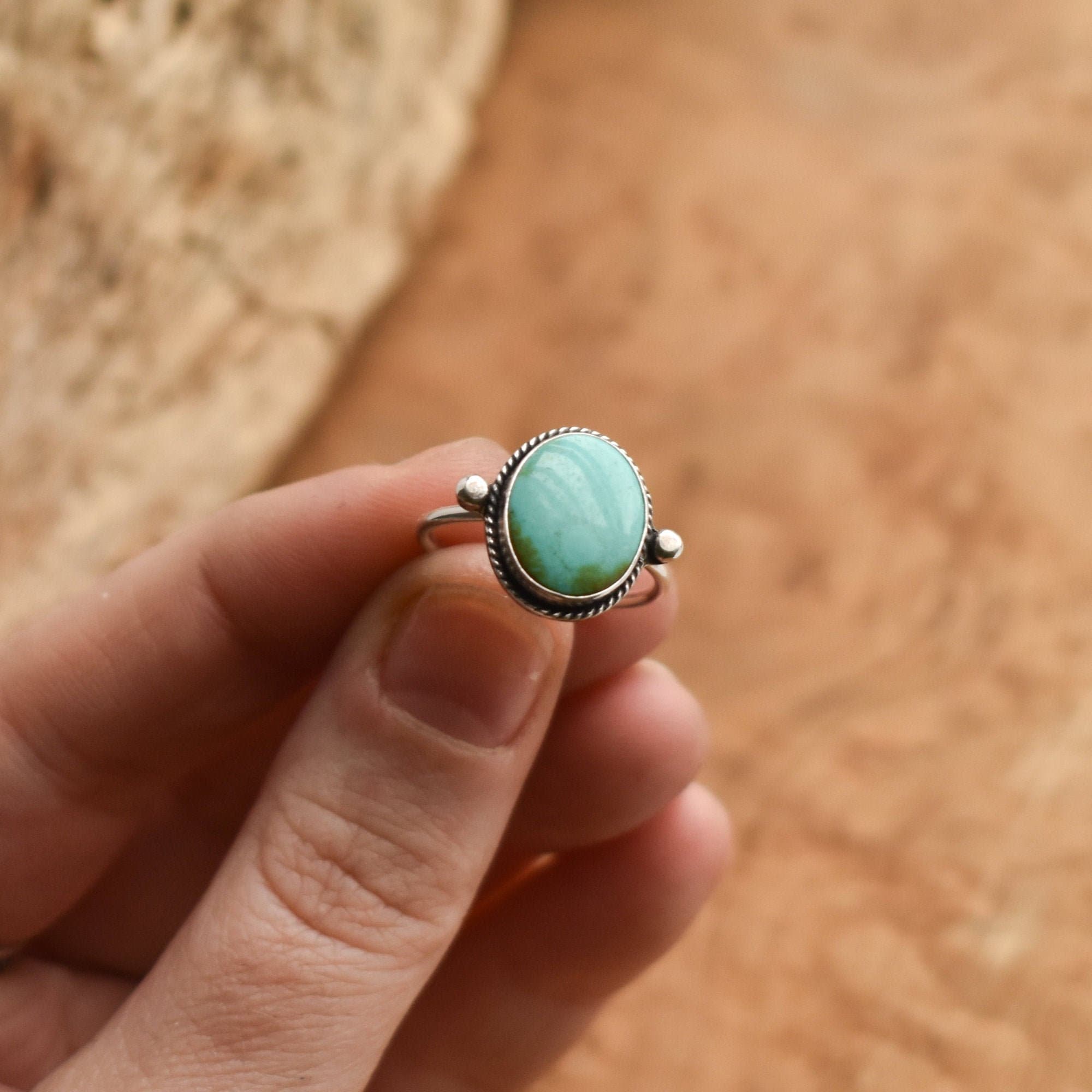 Natural Turquoise Delica Ring -Sterling Silver - Choose Your Stone