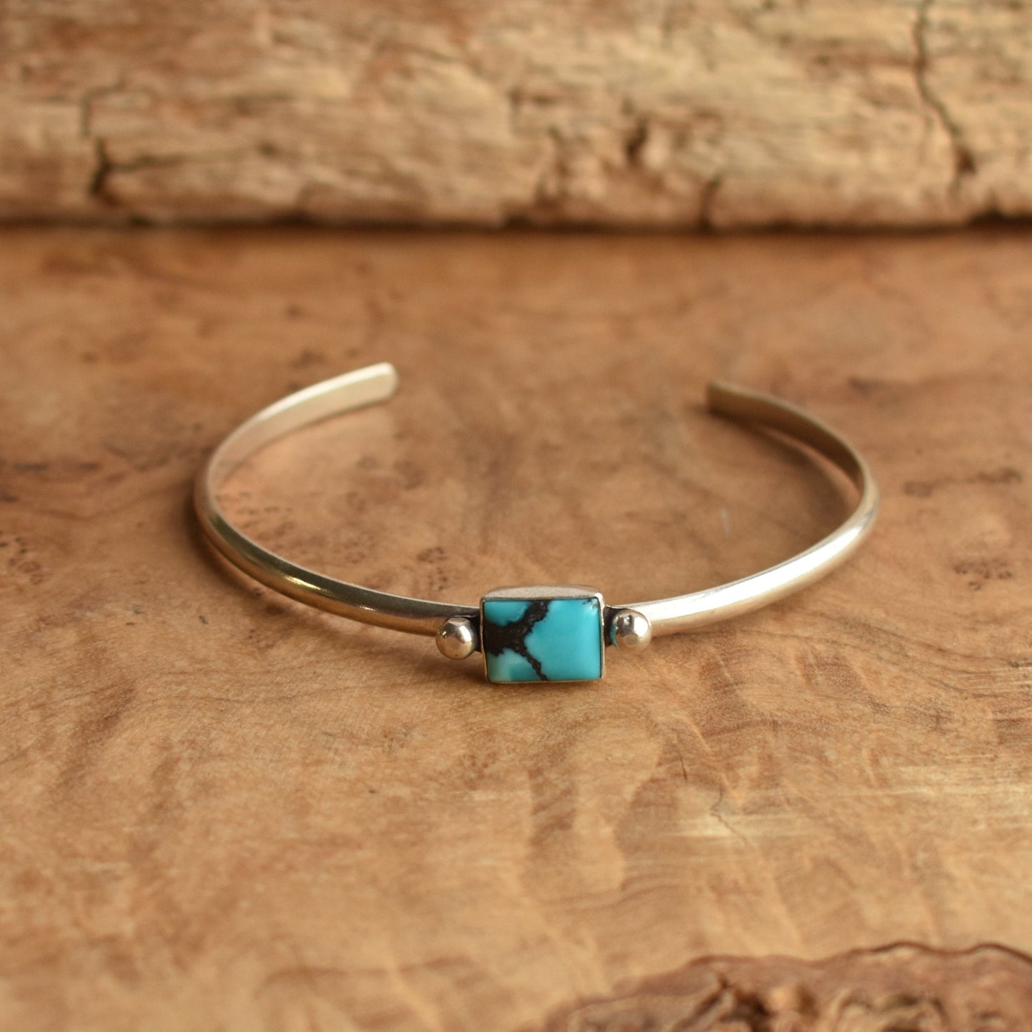 Turquoise Cuff Bracelet – Sterling Silver, AA Turquoise Stone, Handmade Bangle