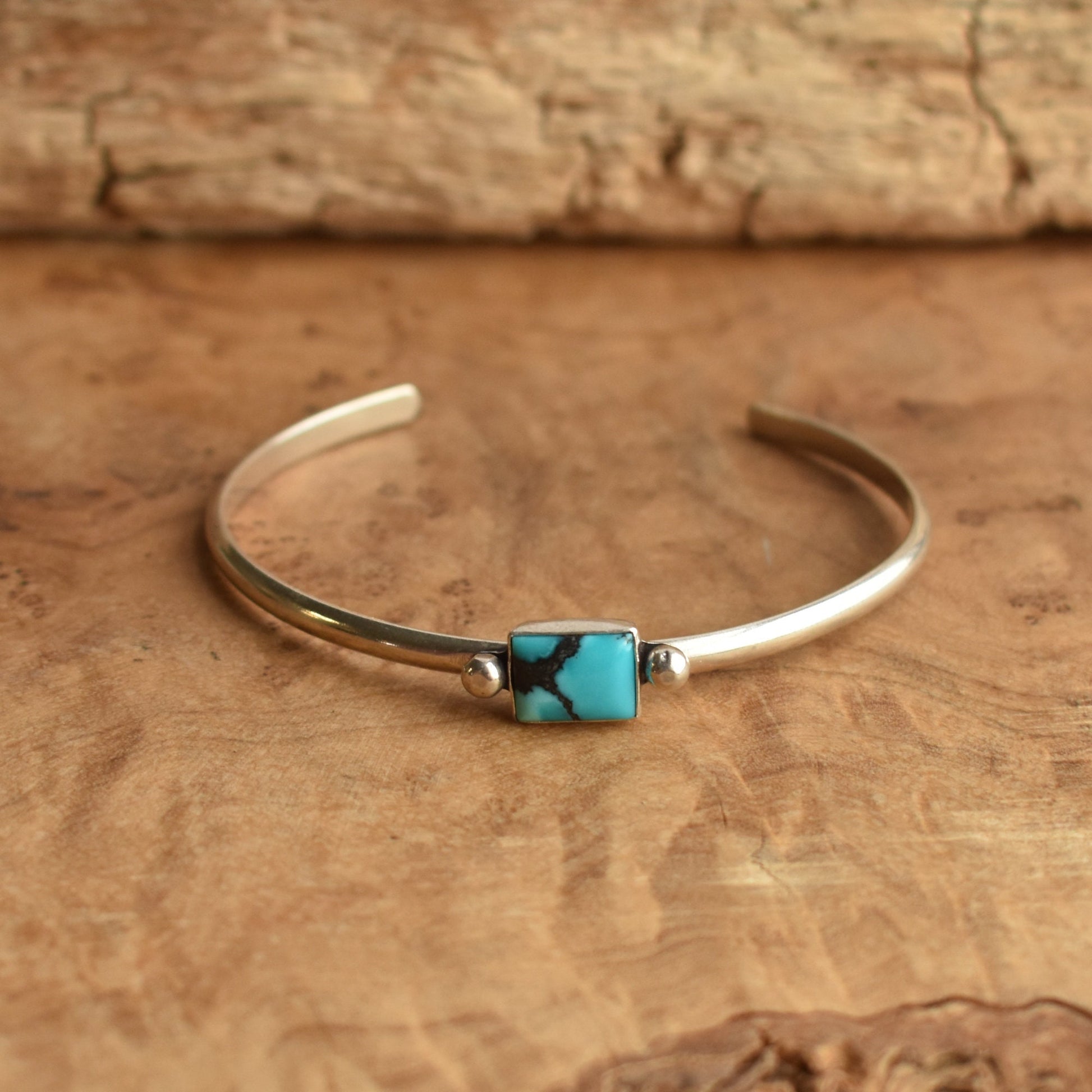 Turquoise Cuff Bracelet – Sterling Silver, AA Turquoise Stone, Handmade Bangle