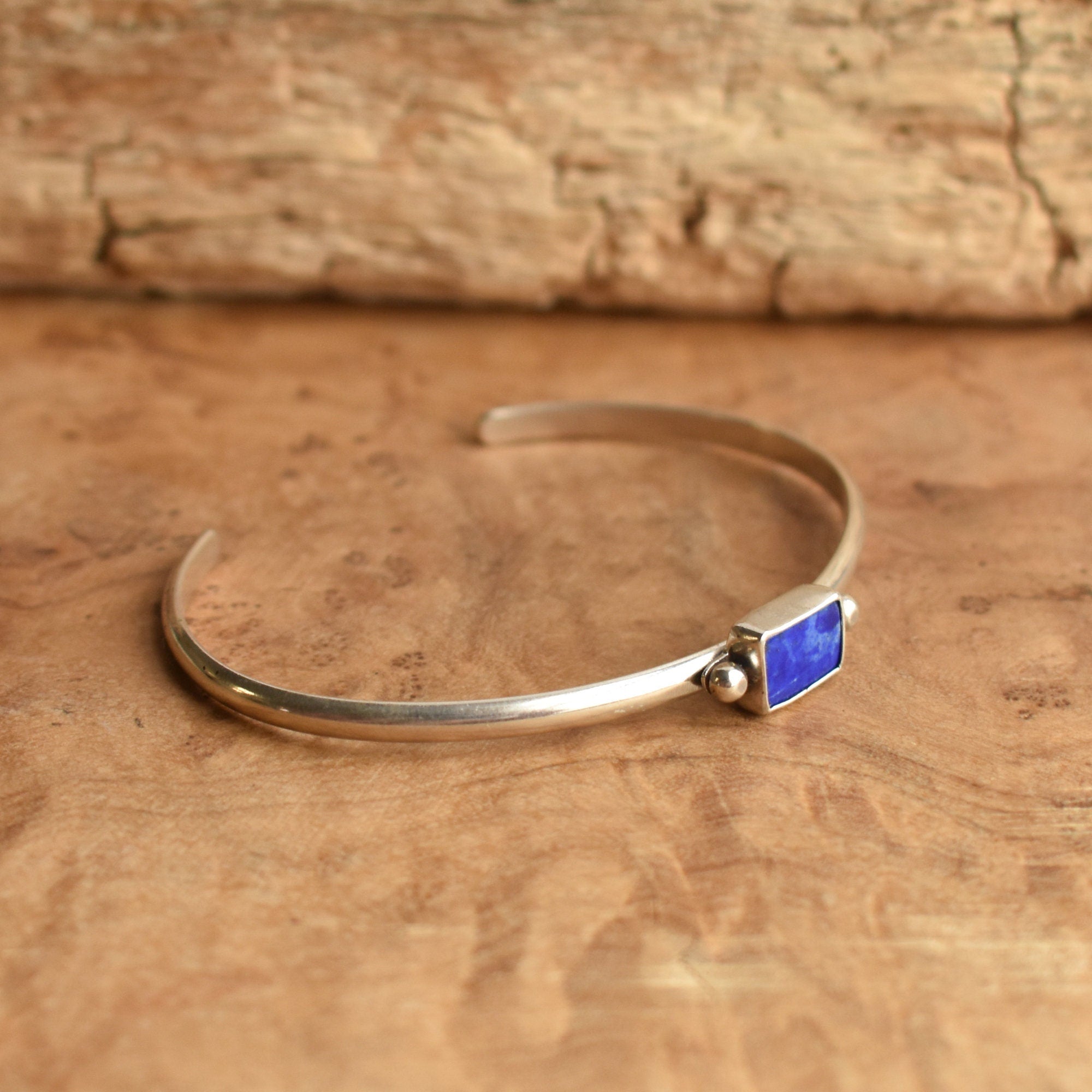 Lapis Lazuli Cuff Bracelet - Lapis Bracelet - Lapis Lazuli Bangle - .925 Sterling Silver