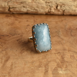 Huge Aquamarine Ring - .925 Sterling Silver - Silversmith Ring - Aquamarine Statement Ring