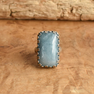 Huge Aquamarine Ring - .925 Sterling Silver - Silversmith Ring - Aquamarine Statement Ring