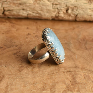 Huge Aquamarine Ring - .925 Sterling Silver - Silversmith Ring - Aquamarine Statement Ring