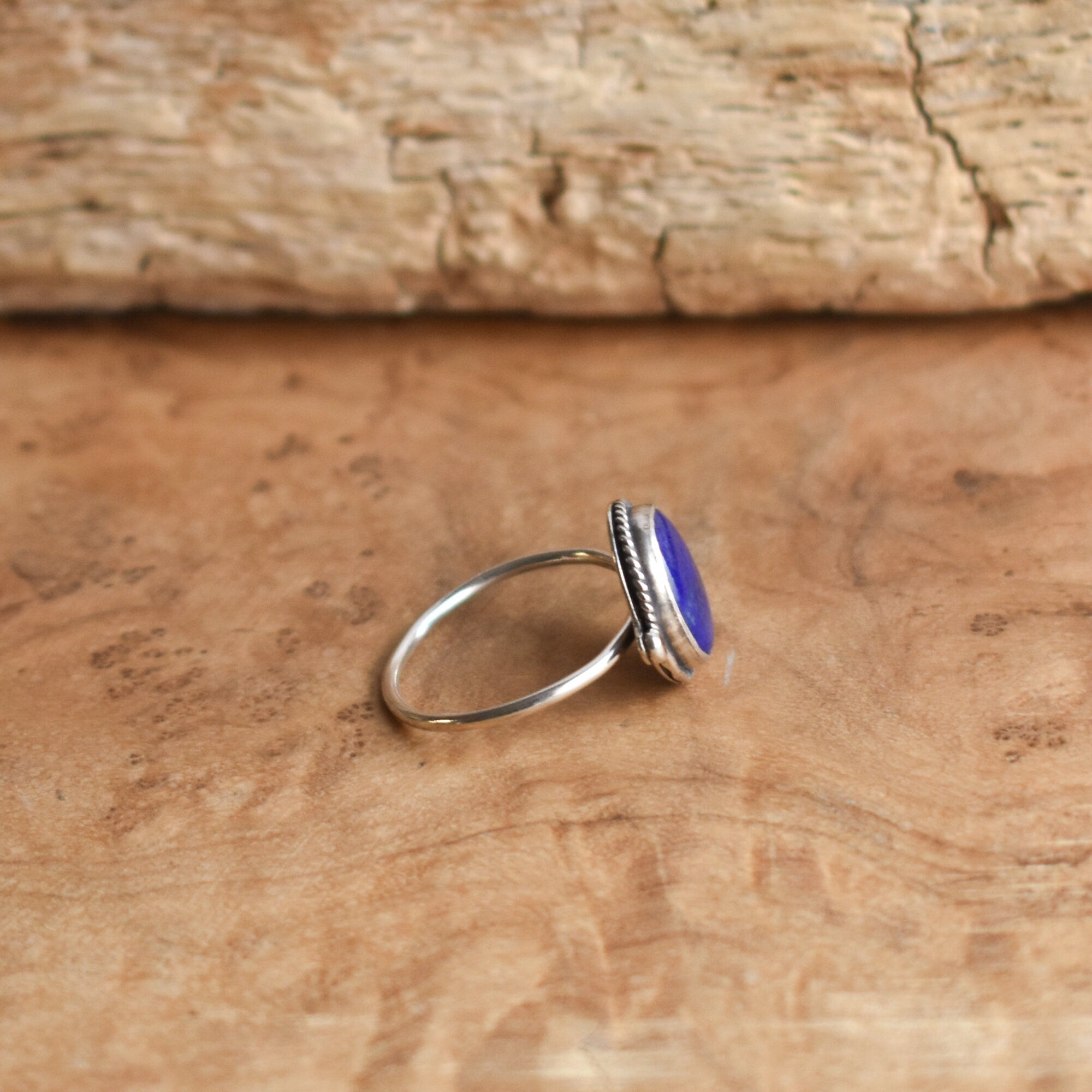 Lapis Delica Ring - Blue Lapis Ring - Silversmith Ring - Feminine Jewelry