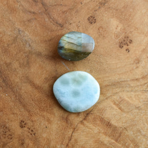Custom Larimar and Labradorite Ring - Sterling Silver Two Stone Statement Ring