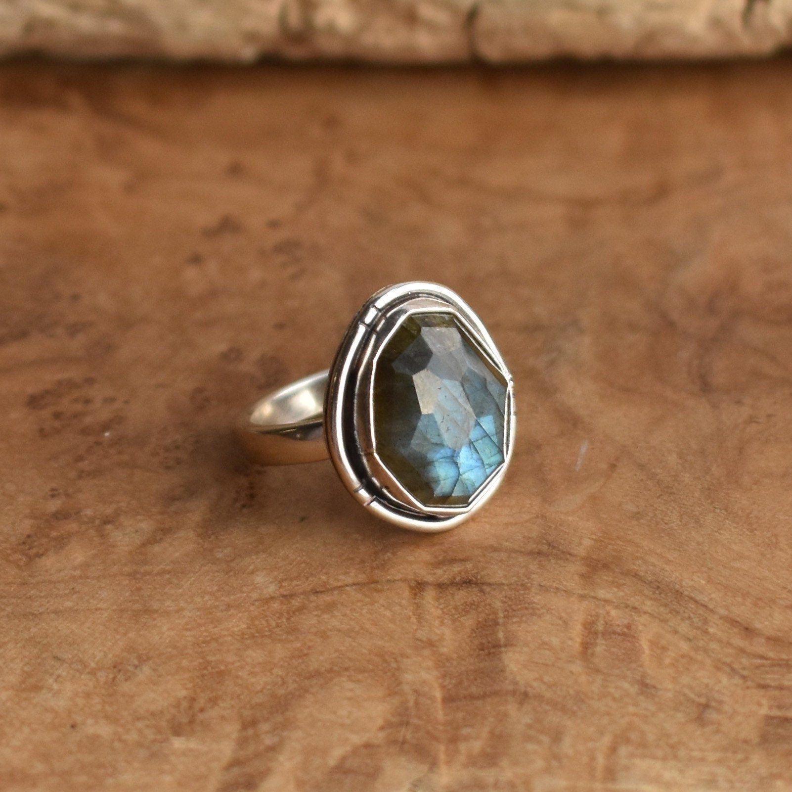 Labradorite Ring - Sterling Silver - Chunky Labradorite Ring - Choose your Stone