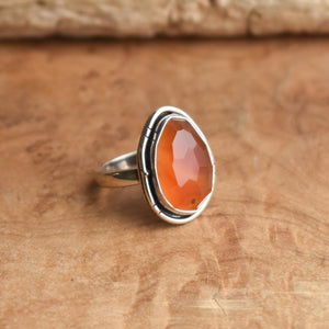 Chunky Boho Ring - Faceted Carnelian Ring - Carnelian Boho Ring - Silversmith Ring