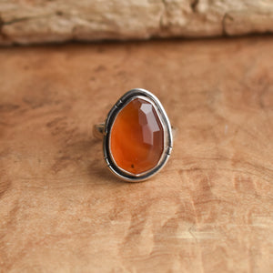 Chunky Boho Ring - Faceted Carnelian Ring - Carnelian Boho Ring - Silversmith Ring