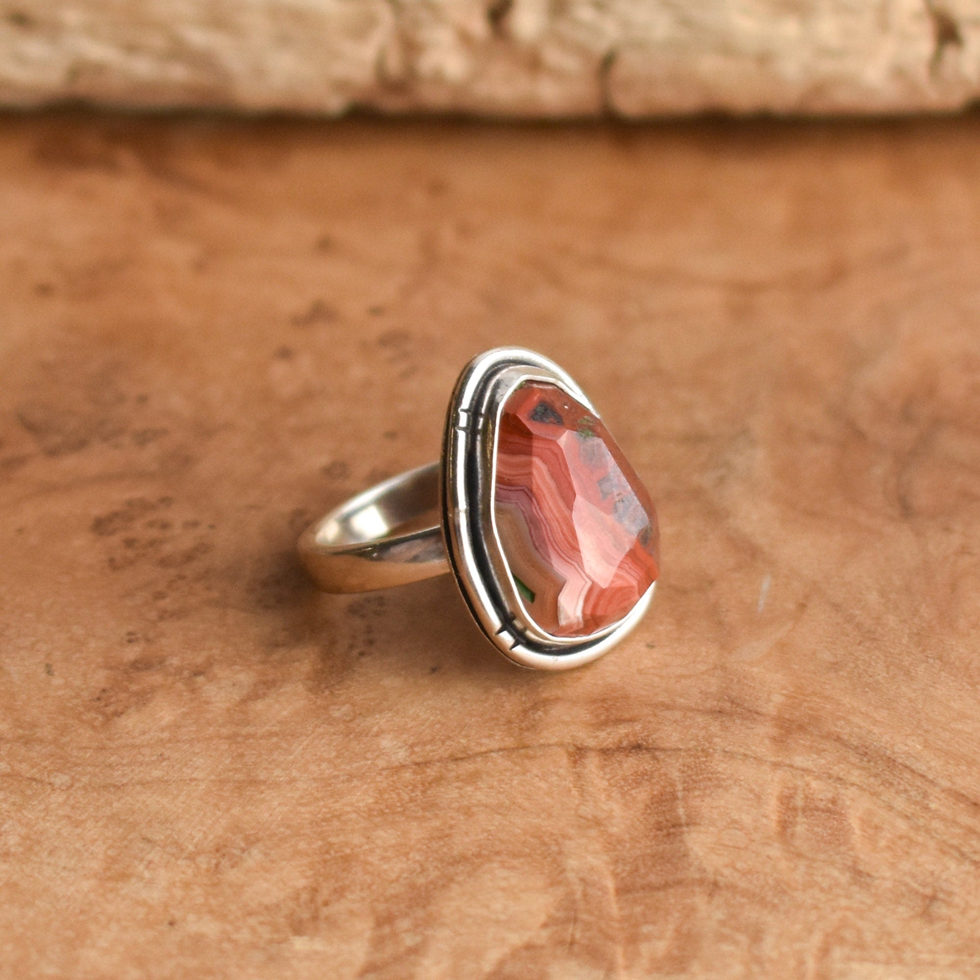 Crazy Lace Agate Ring - .925 Sterling Silver - Silversmith Ring - Choose Your Stone