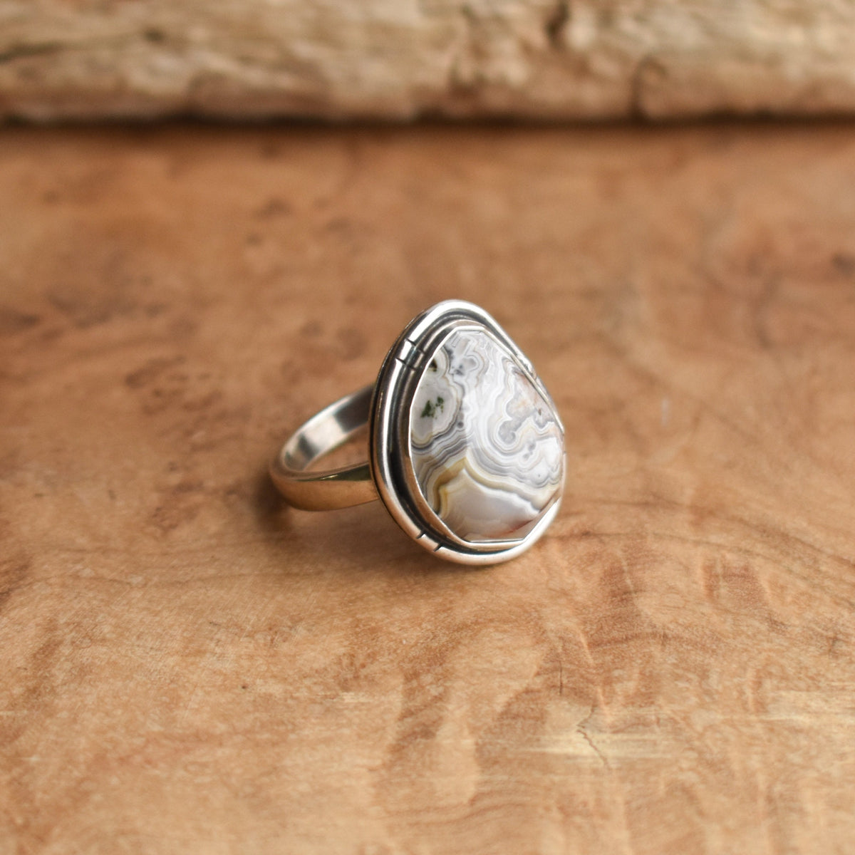 Laguna Lace Agate Chunky Boho Ring | Sterling Silver