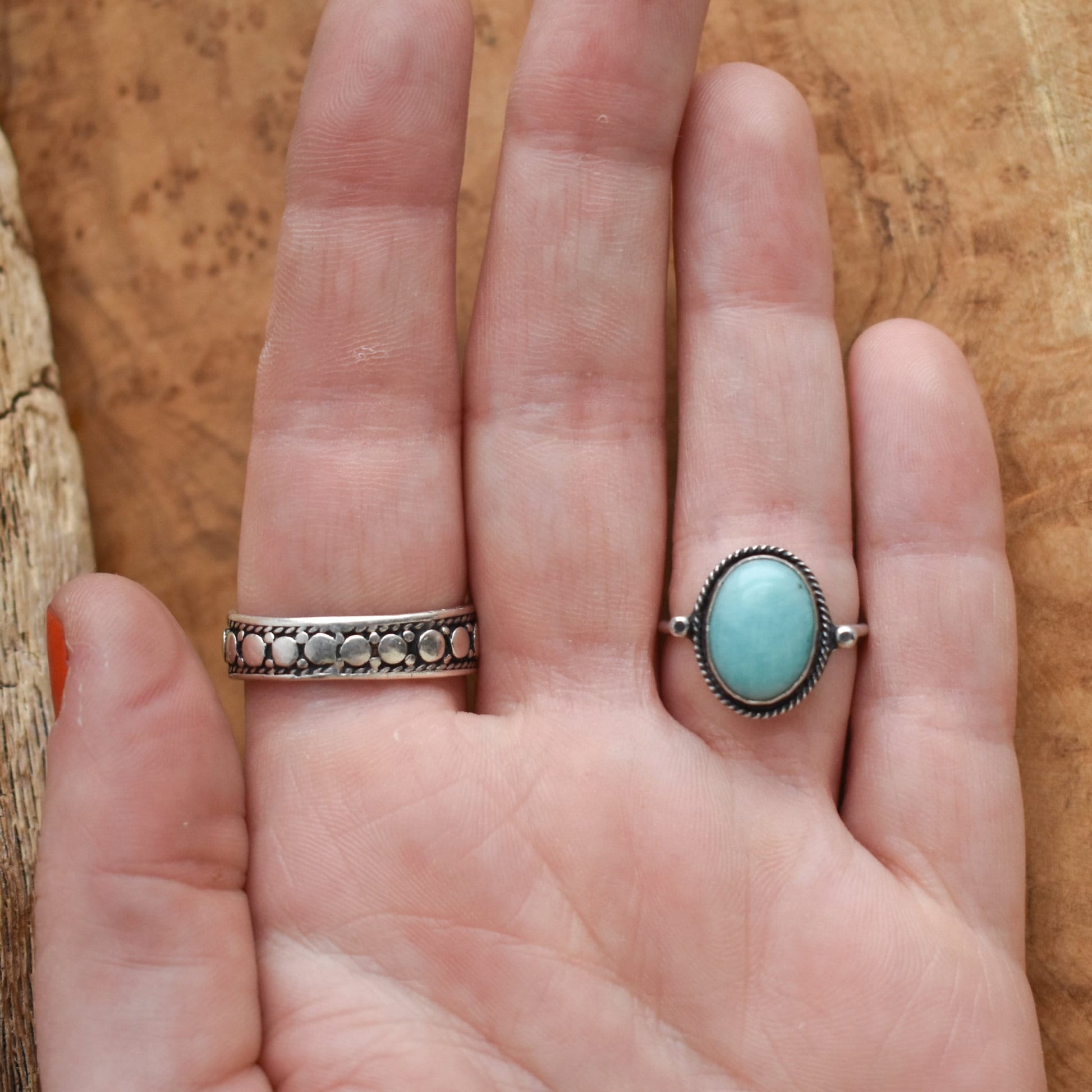 Dainty Amazonite Ring - Sterling Silver, Mint Turquoise Jewelry