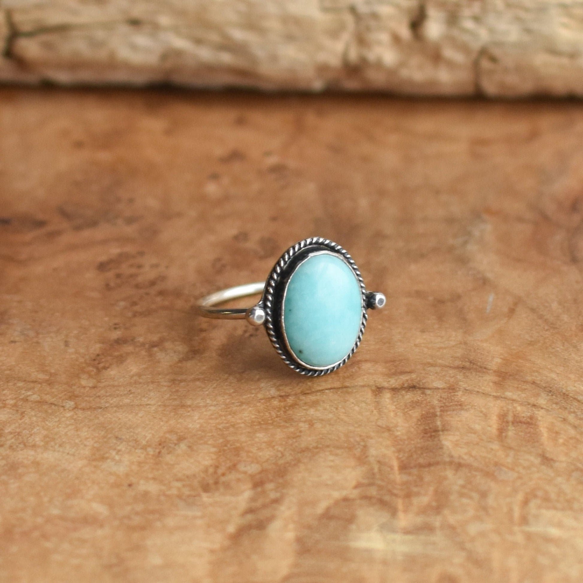 Dainty Amazonite Ring - Sterling Silver, Mint Turquoise Jewelry