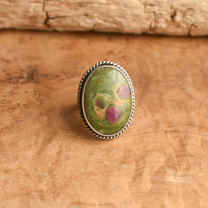 Ruby in Fuchsite Ring - Choose your Stone - Boho Ring - .925 Sterling Silver - Big Ruby Ring