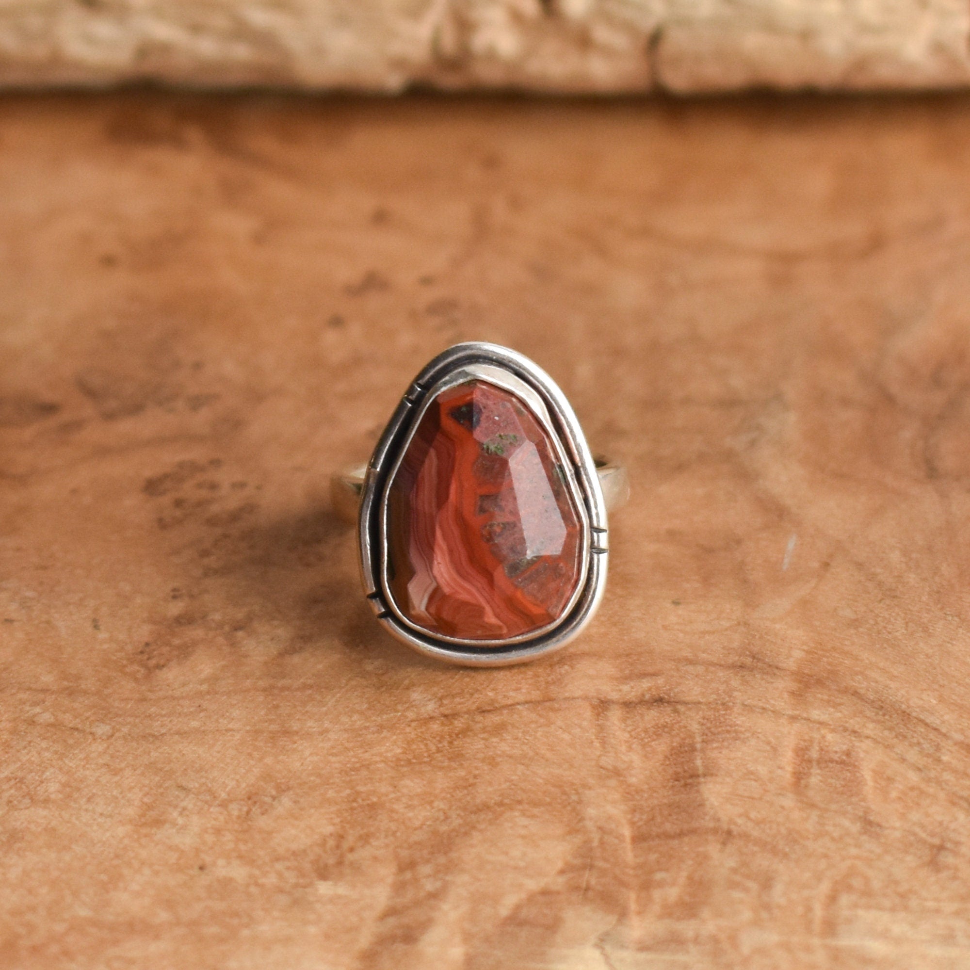 Crazy Lace Agate Ring - .925 Sterling Silver - Silversmith Ring - Choose Your Stone