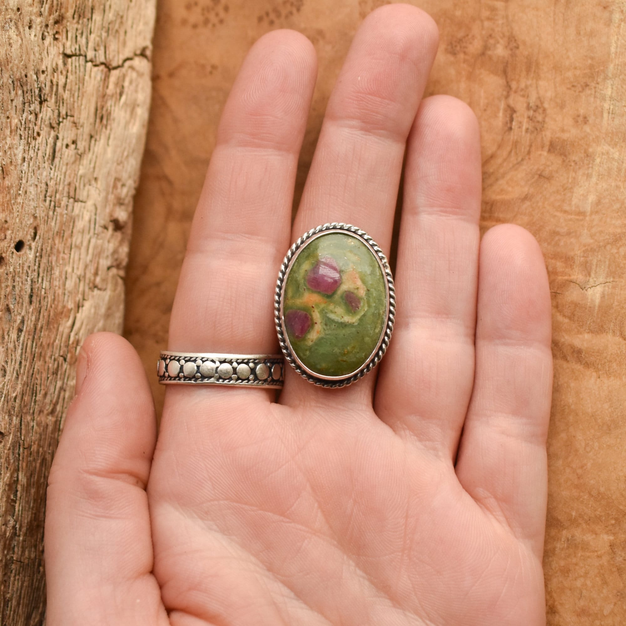 Ruby in Fuchsite Ring - Choose your Stone - .925 Sterling Silver - Big Ruby Ring