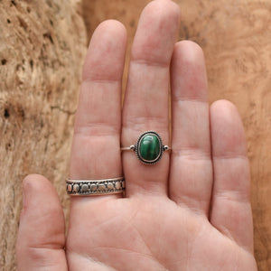 Custom Malachite Ring - Sterling Silver - Delica Ring